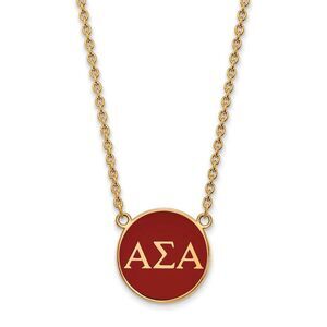 14K Plated Silver Alpha Sigma Alpha Large Greek Letter Enamel Necklace